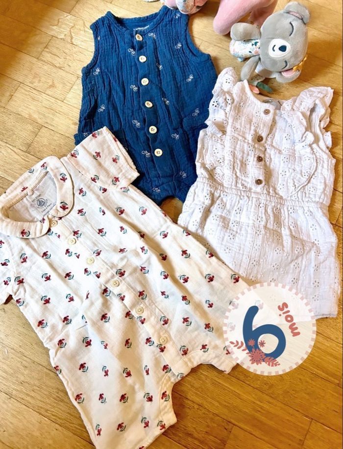 Lot de 3 combinaisons bébé 6 mois de marque - photo numéro 2