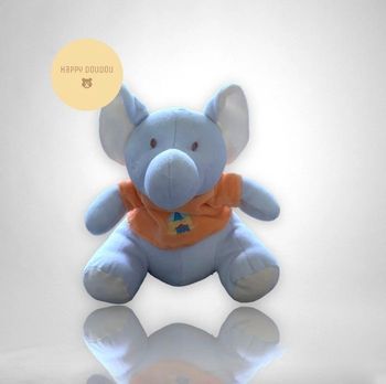 Peluche Doudou Elephant Gris Orange Influx A185