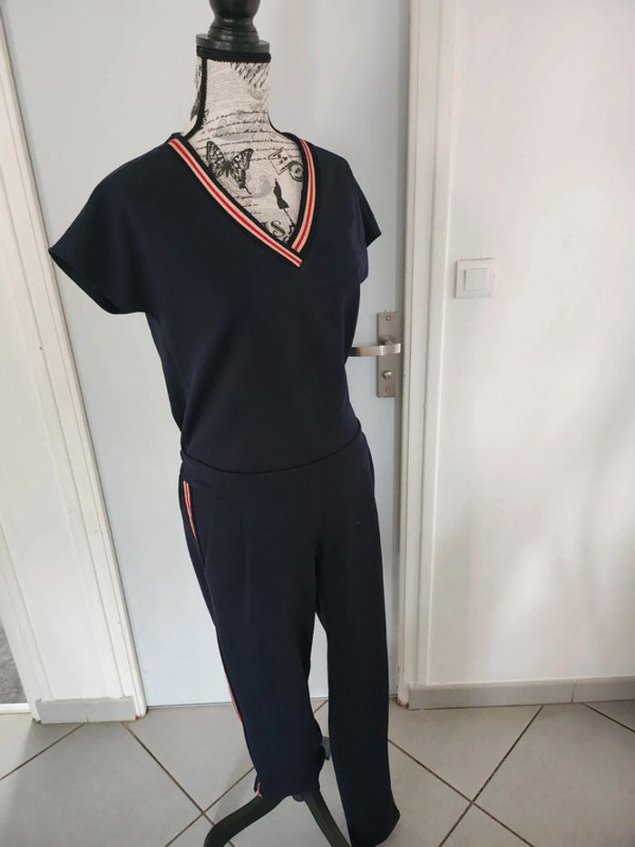 Magnifique Combinaison pantalon Bleue Marine de marque By Meg et de taille 40 - photo numéro 2