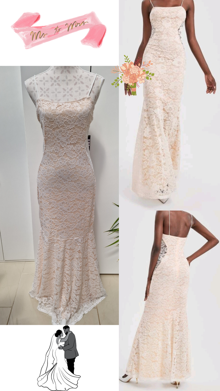 Robe De Mariée Sirène Dentelle Nude - photo numéro 1