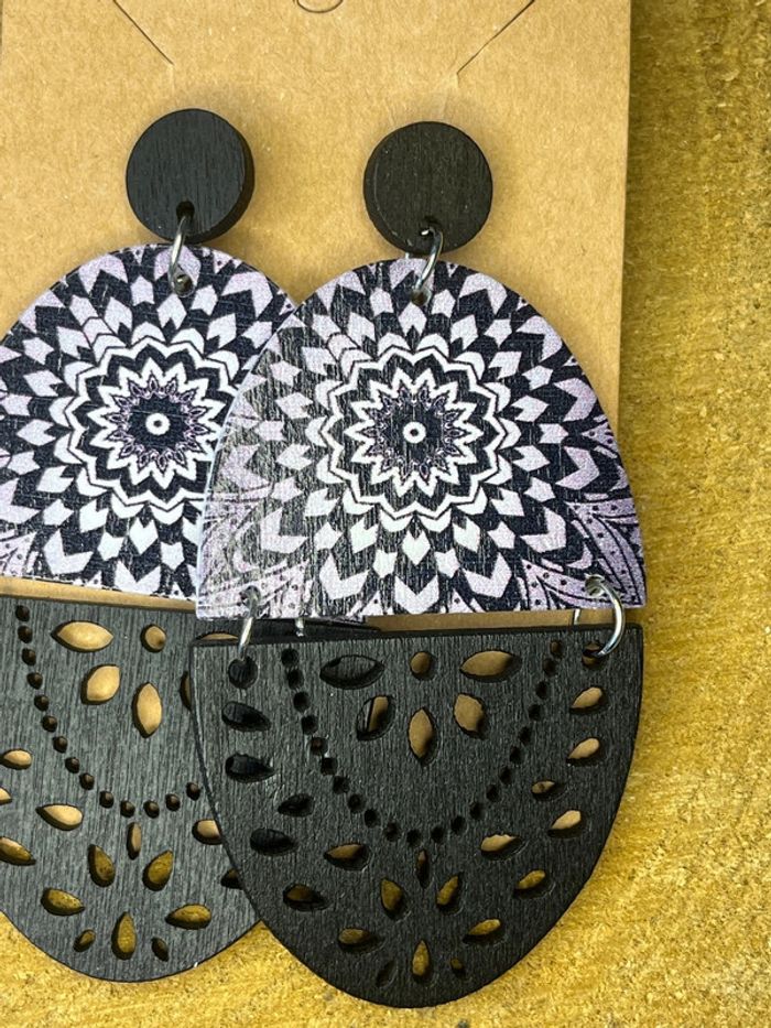 Boucle d’oreille en bois * - photo numéro 2