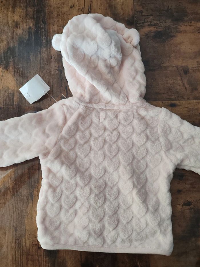 Veste a capuche coeur rose pale 6 mois la halle - photo numéro 3