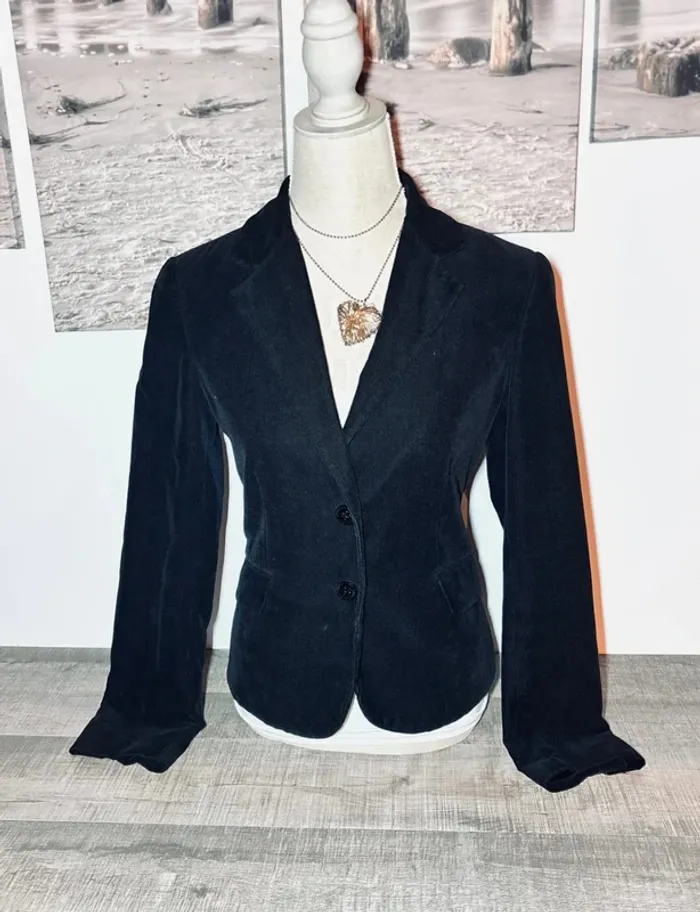 💕 veste style caban vintage côtelé velours noire taille 40 l #camaieu - photo numéro 4