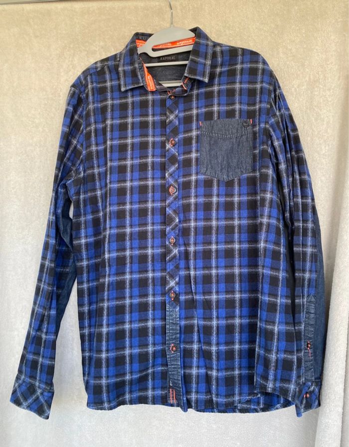 Chemise à carreaux homme bleue