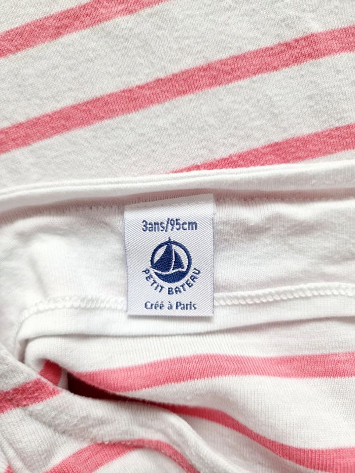 Petit Bateau - Tee-shirt marinière, manches ¾ (3 ans) - photo numéro 3