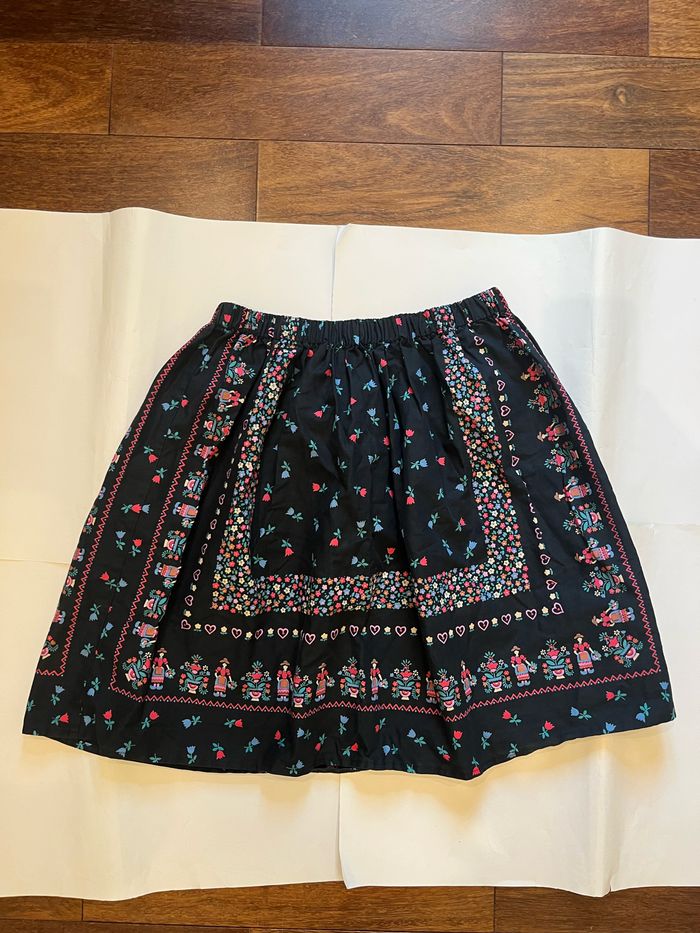 Jupe vintage noire  à motifs fleuris taille Xs/34 - photo numéro 3
