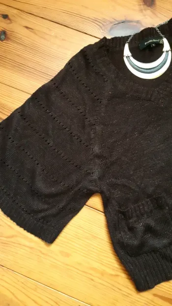Pull manches chauve-souris marron pailleté