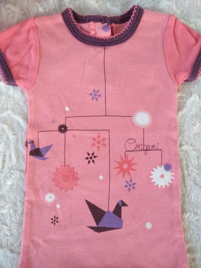 Barboteuse Combishort combinaison été Fille 3 mois Oiseaux Origami Kitchoun - photo numéro 4