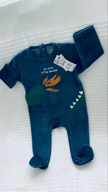 Pyjama velours bleu 6 mois