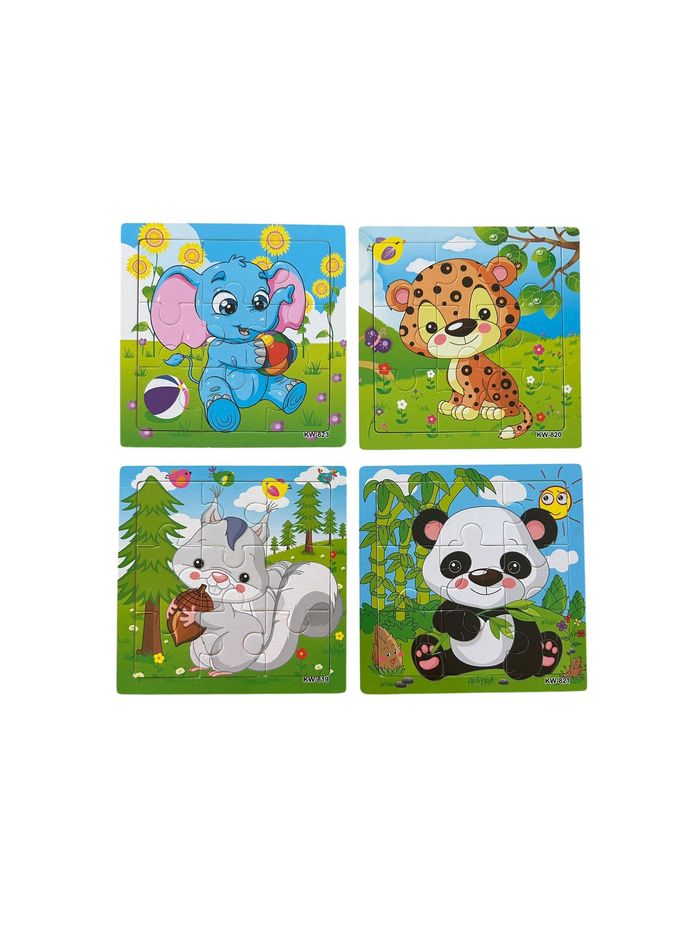 Lot de 4 puzzles en bois animaux 9 pièces