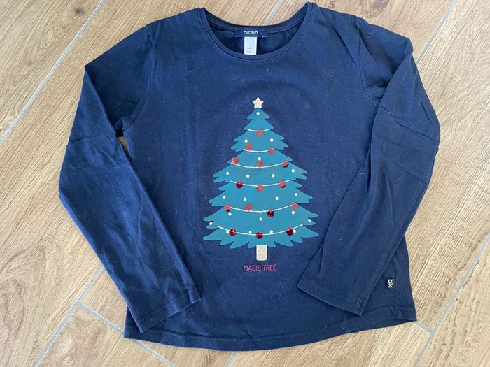 Tee-shirt manches longues Noël fille 8 ans Sapin