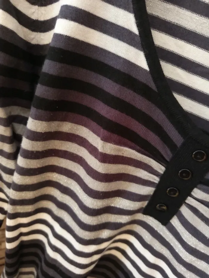 Pull léger rayures noir blanc vintage - photo numéro 6