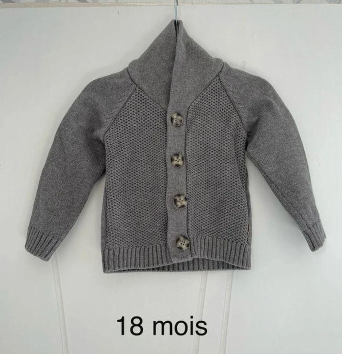 Gilet épais gris 86 cm 18 mois in extenso