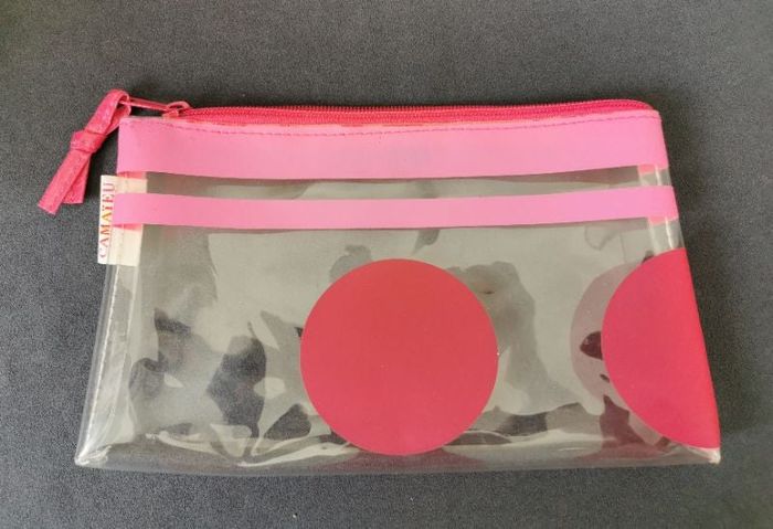 Trousse zippée transparente motifs rose