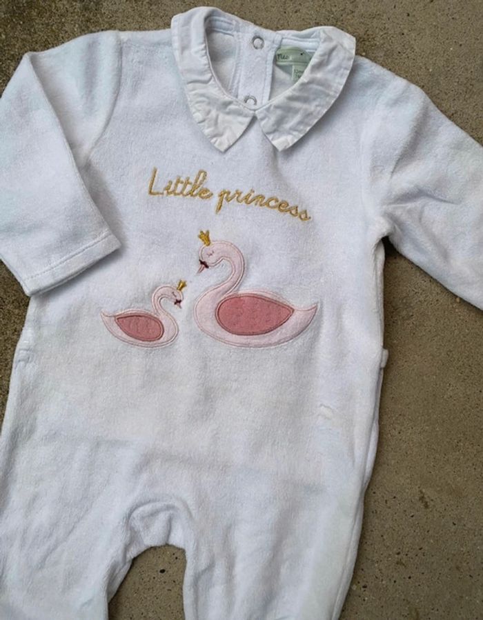 Pyjama velours col Claudine bébé fille 74 cm Mes Petits Cailloux - photo numéro 4
