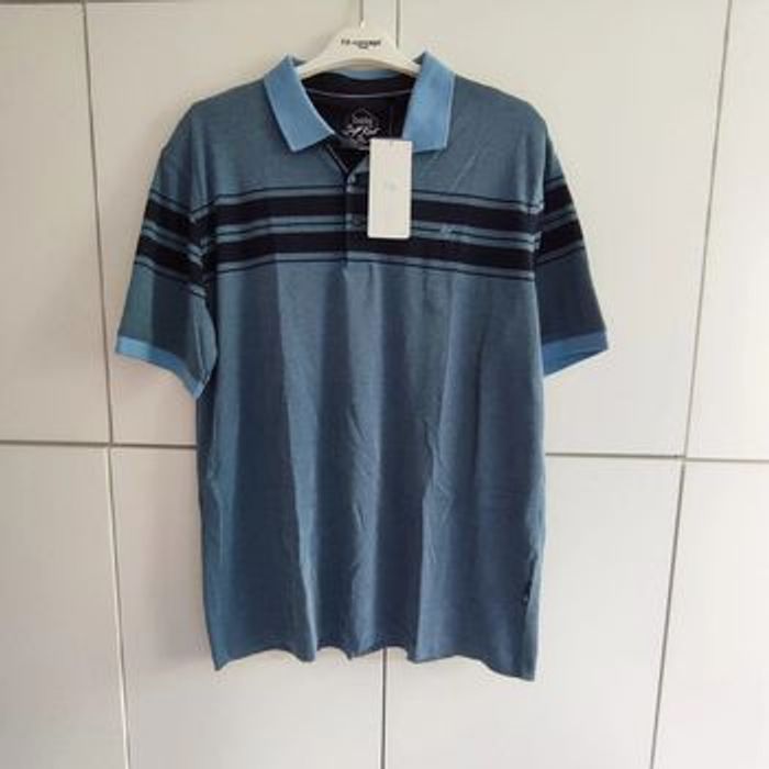 Polo bleu/gris rayures marines taille XL Hajo