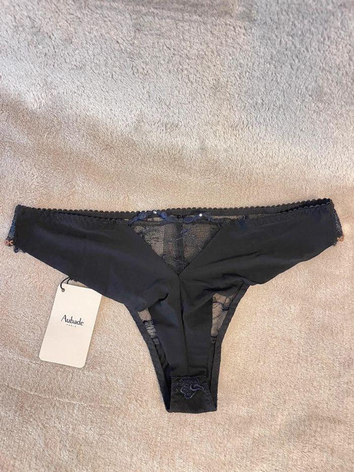 Aubade - Tanga Amour Precieux - Bleu, Taille 1 (XS/S) - photo numéro 3