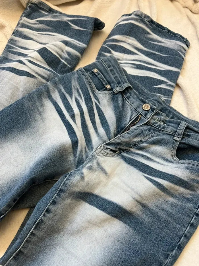 Jeans évasé y2k effet delavé Bratz denim Coquette vintage - Taille S - photo numéro 6
