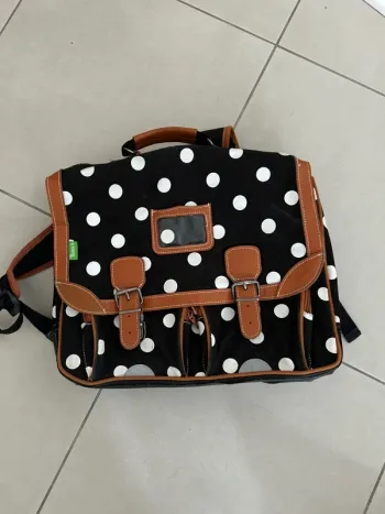 Grand cartable tann's noir a pois