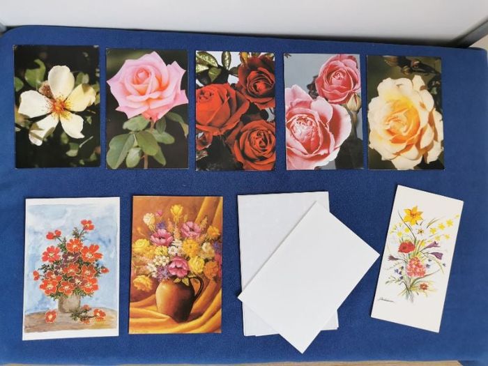 Lot de cartes doubles + enveloppes thème fleurs