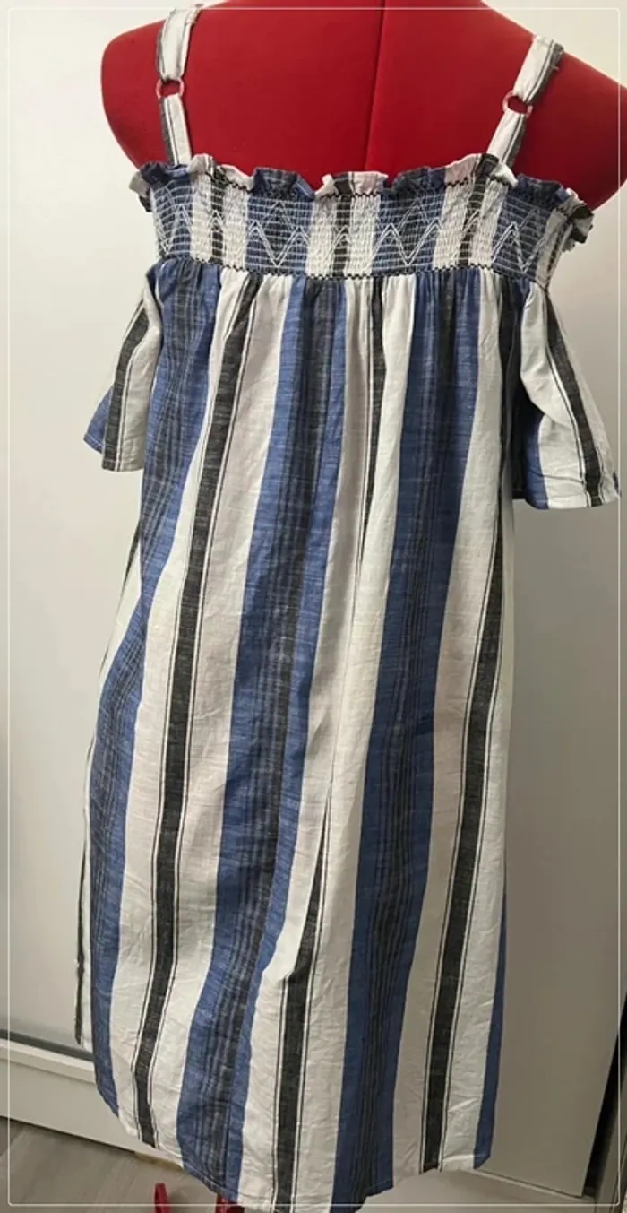Robe col bardot rayée bleue et blanche Primark - photo numéro 5