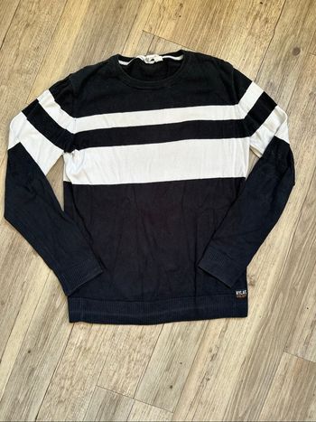 Pull rayé H&M noir et blanc 10/12 ans garçon