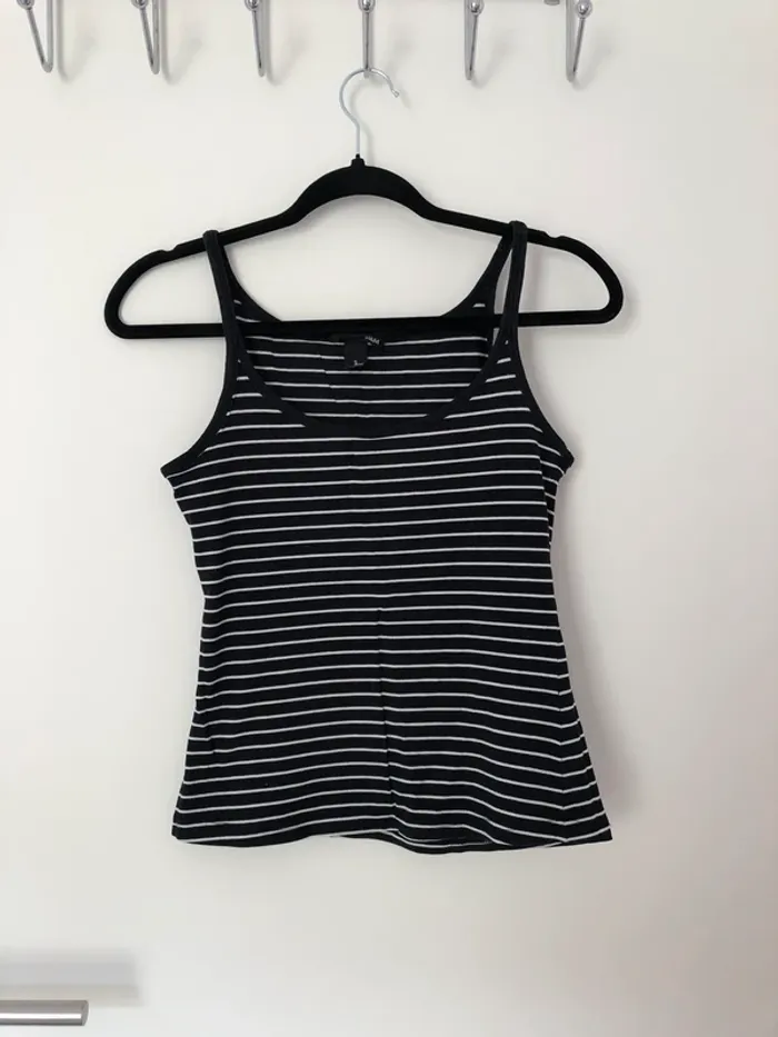 Top à bretelles noir à rayures H&M taille S