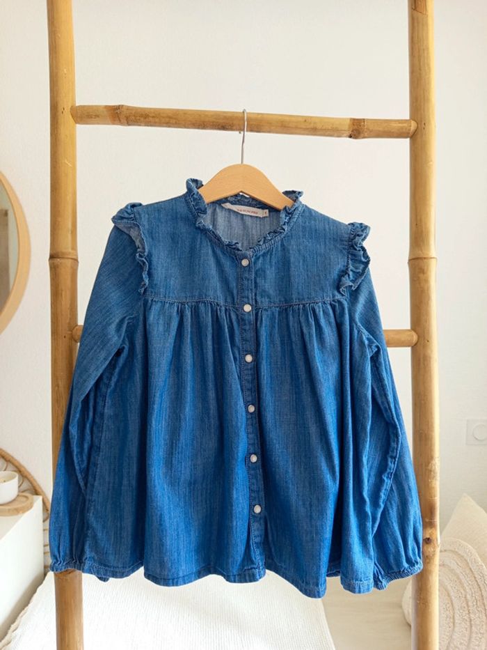 Chemise blouse boutons pression en jean Monoprix 8 ans