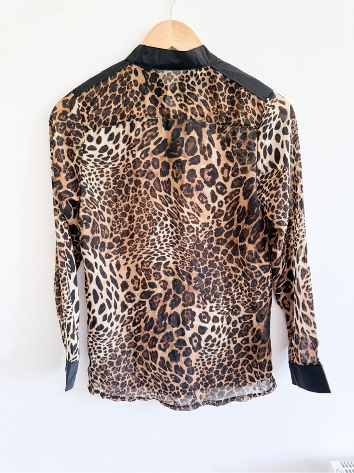 Chemise manches longues léopard marron noir beige taille 40 L - photo numéro 5