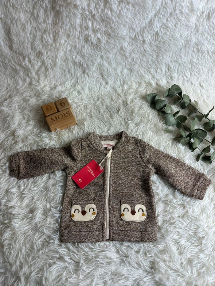 Gilet zippé marron du pareil au même taille 6 mois