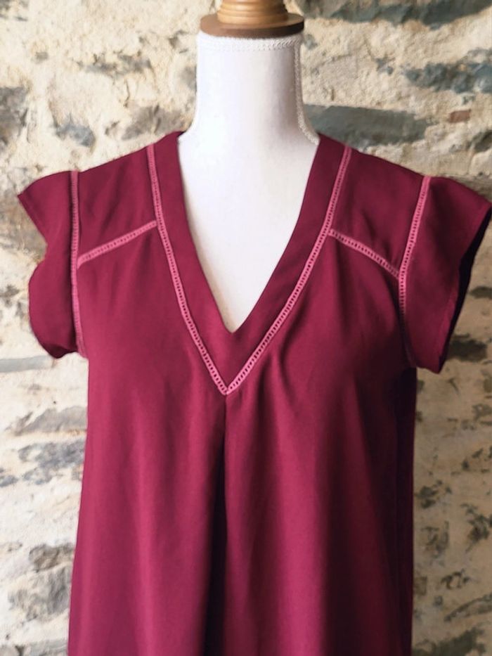 Robe manches courtes bordeaux prune Rue des Abbesses taille 3 ou 38 40 - photo numéro 2