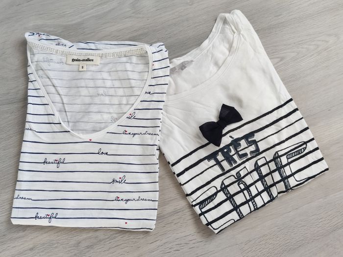 Lot de 2 tee shirt marinière Etam et Grain de malice Taille S