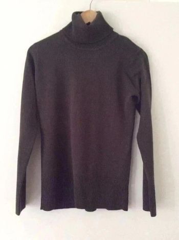 Pull col roulé marron