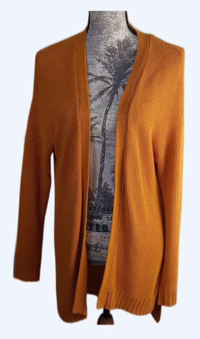 Gilet long mi saison petite maille moutarde Jennifer taille M