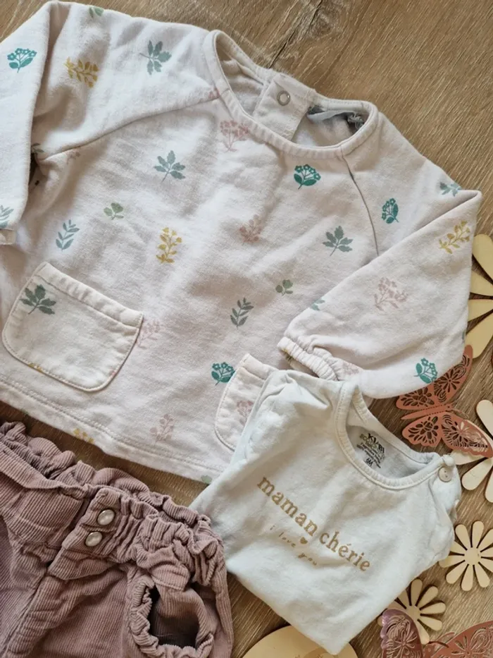 Ensemble t-shirt sweat pantalon bout'chou bébé fille 6mois - photo numéro 2