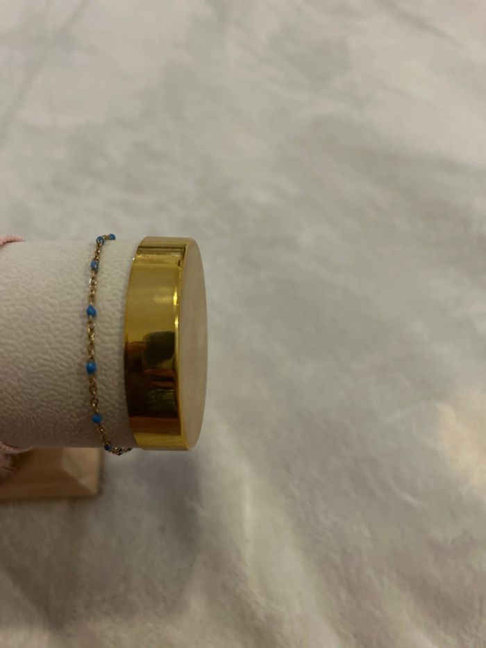Bracelet perle  bleu en acier inoxydable