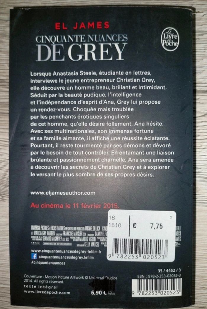 Livre de poche cinquantaine nuances de Grey - photo numéro 2