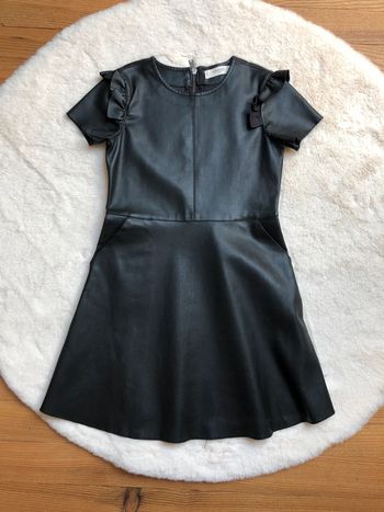 Robe simili cuire noire Mango 7/8 ans 128cm