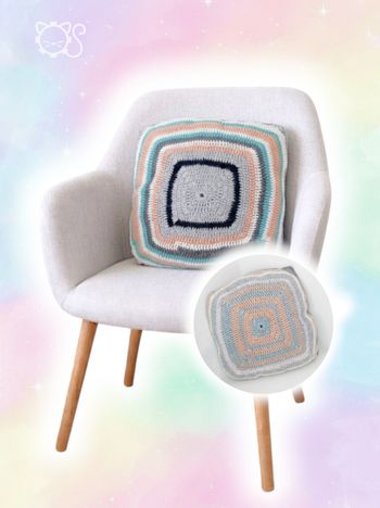Coussin décoratif crochet multicolore 🇫🇷 Fait Main - 35x35 cm