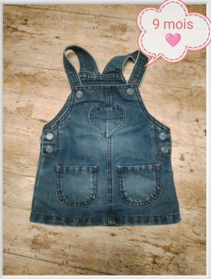 Magnifique robe salopette en jean fille 9 mois 74 cm