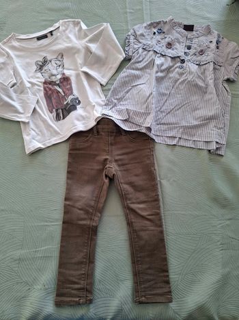 Jegging, t-shirt manches longues et chemise 24 mois