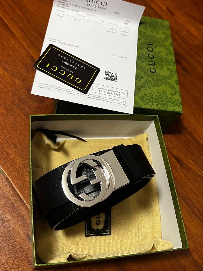 Ceinture homme Gucci GG à boucle argentée - photo numéro 6