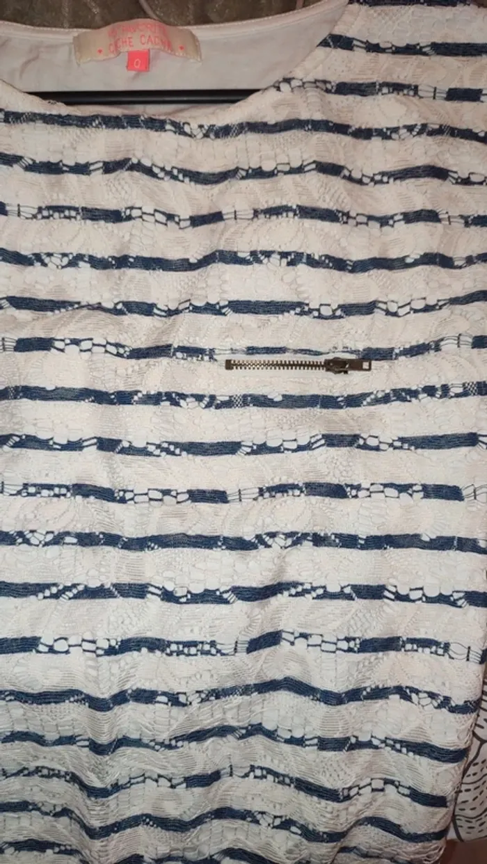 T-shirt marinière dentelle bleu/blanc - photo numéro 4