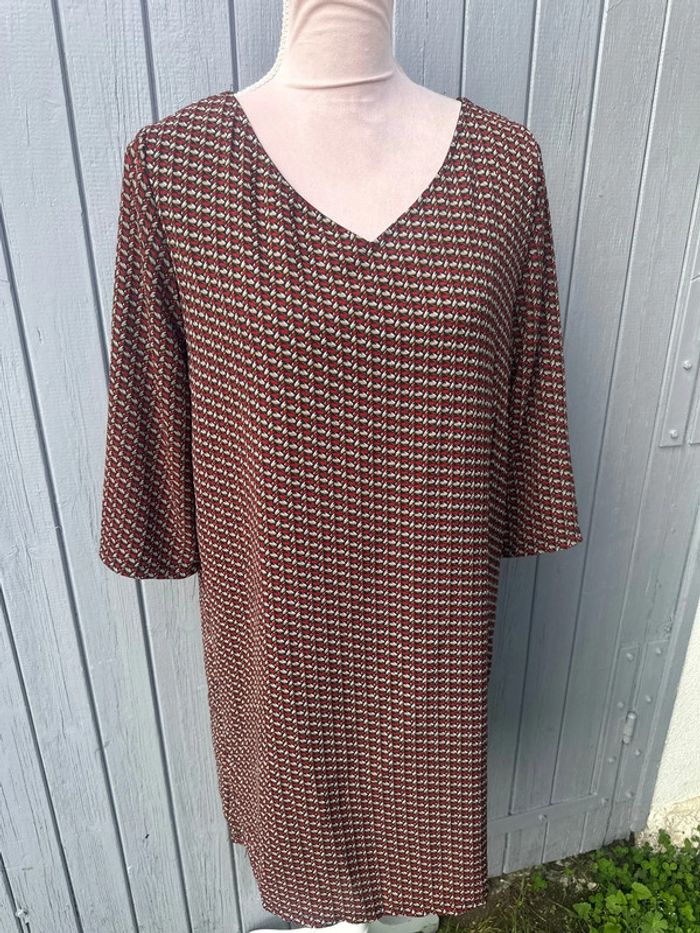 Robe manches 3/4 imprimée décolleté dos nu doublée - photo numéro 2