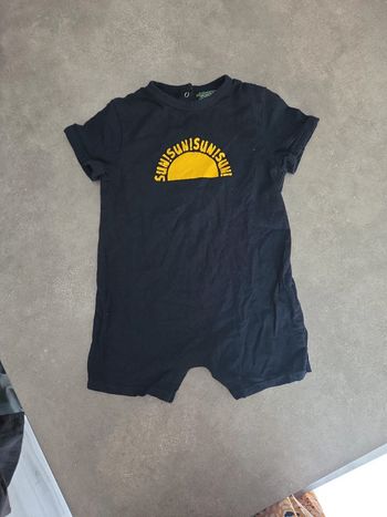 Combishort bébé garçon été 100% coton bleu marine motifs soleil T18mois TBE kiabi