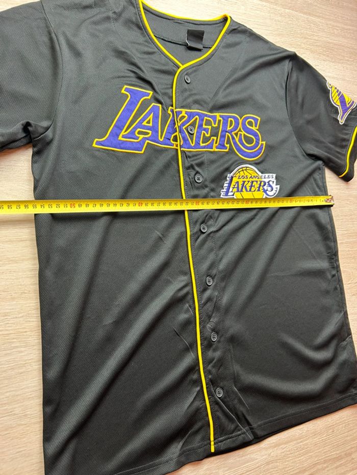 Maillot baseball Style Los Angeles Lakers Noir Ultra Game Brodé Devant Floqué Derrière Taille M - photo numéro 6