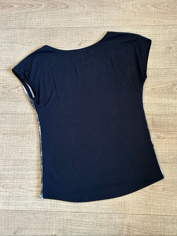 Blouse noire et grise à manches courtes Cache Cache taille 2 bon état - photo numéro 8