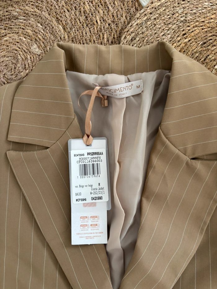 Blazer court marron rayé Rinascimento taille M - photo numéro 2