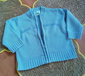 Gilet bleu pastel fermé par zip Vert Baudet taille 18 mois