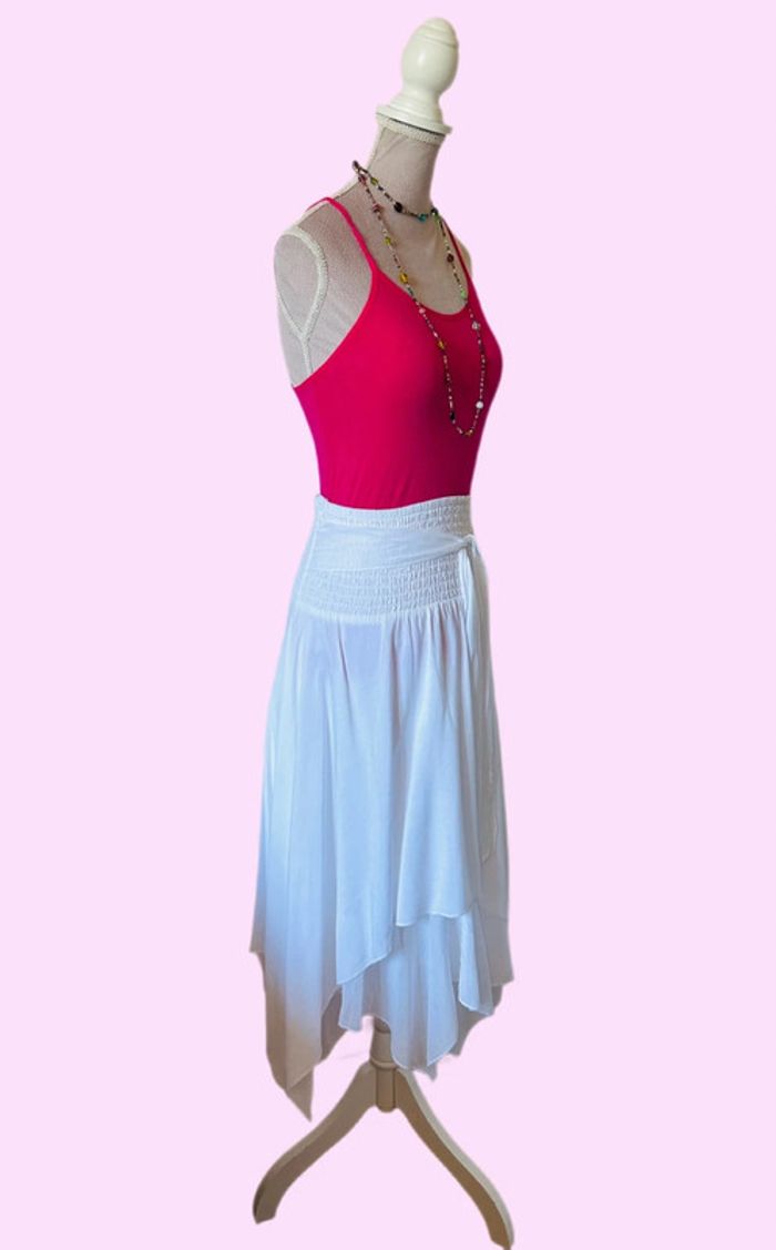 🌸🌿Jolie jupe blanche vintage bohème fairycore Y2K asymmetrical white flowy skirt🌿🌸 - photo numéro 3